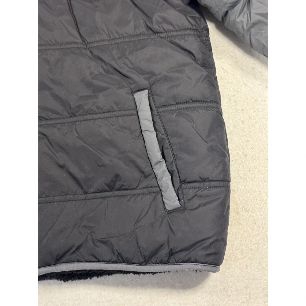 Eddie Bauer Reversible Puffer Jacket Adult Small Gray Black Hooded Full Zip